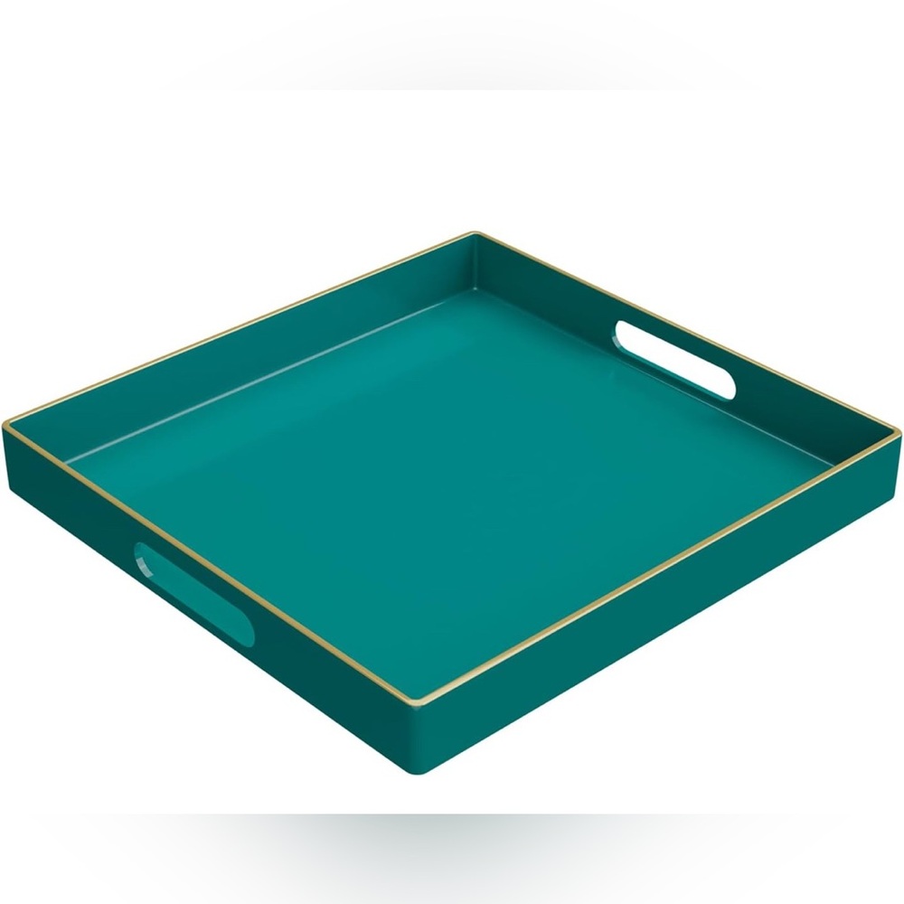 Decorative Tray, Coffee Table Tray, Square Plastic Tray, 13"x13"x1.57"